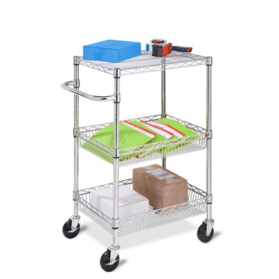 Honey-Can-Do 3 Shelf Storage Cart, 24"W, Chrome (CRT-01451)