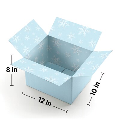 10 x 12 x 8 Decorative Snowflake Shipping Box, Holiday Gift Packaging, 200# Mullen Rated, 2/Pack