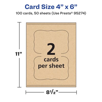 Avery Integrated Cards, 4" x 6", Matte Kraft Brown, 100/Box (95274)