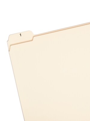 Smead Indexed File Folder Set, Daily (1-31) Folders, Reinforced 1/5-Cut Tab, Letter Size, Manila, 31