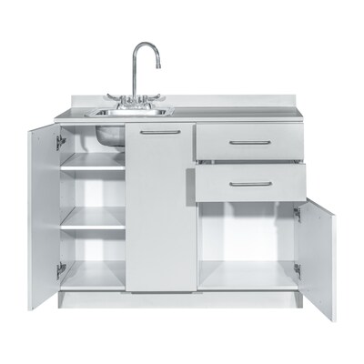 Viva Comfort 36.75"H x 42"W Exam Room Medical Cabinet With Sink, 2-Doors, 3-Drawers, Gray (ADIME902-BASE-42-LS-GRY-MK)