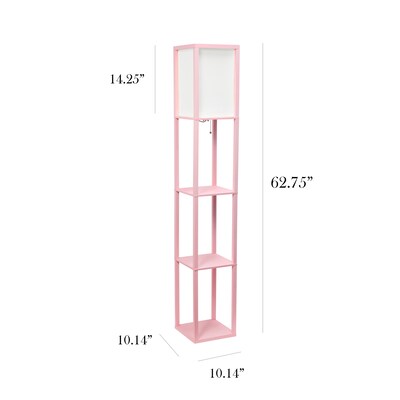 Simple Designs Etagere Organizer 62.5" Floor Lamp with Rectangular Shade, Light Pink (LF1014-LPK-CCLB)