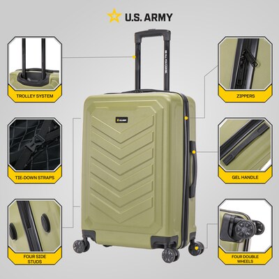US Army FOX 25.79 Hardside Suitcase, 4-Wheeled Spinner, TSA Checkpoint Friendly, Olive Drab (USLFOX