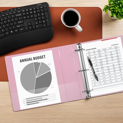 Staples Heavy Duty 2" 3-Ring View Binder, D-Ring, Light Pink (ST63095)