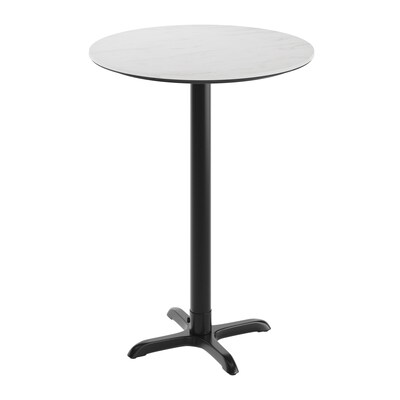 Flash Furniture Acadia 31.25 Round Wooden Dining Table with X-Base, White Faux Marble/Black Base (STRD31WMAT2222B)