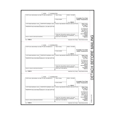 1099 S Real Estate Transaction; Filer State Copy C