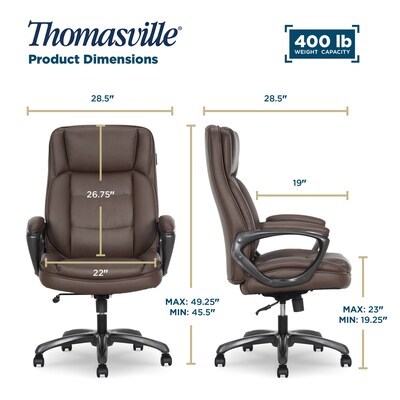 Thomasville Lansing Ergonomic Polyurethane Big & Tall Chair, 400 lb. Capacity, Dark Walnut Brown (52398-DBRN)