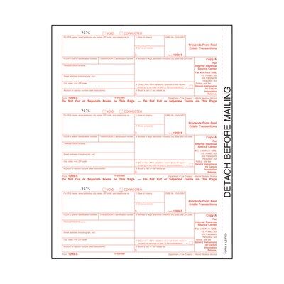 1099 S Real Estate Transaction; Federal Copy A