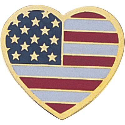 Patriotic Services Lapel Pins; Flag Heart