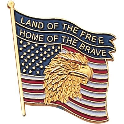 Patriotic Services Lapel Pins; Flag Eagle, Land of the Free, Home of the Brave