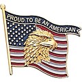 Patriotic Services Lapel Pins; Flag Eagle, Proud To Be An American