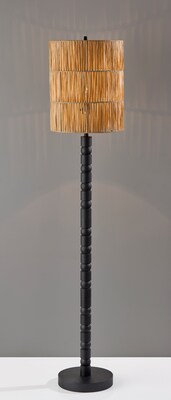 Adesso Norfolk 63H Black Floor Lamp with Woven Paper Raffia Shade (4356-01)