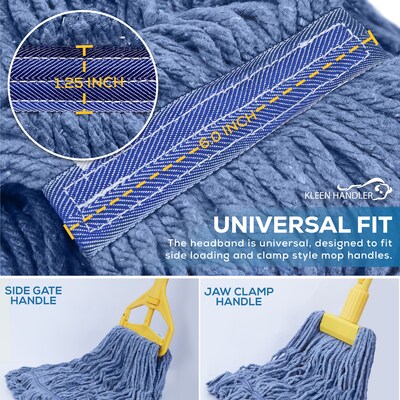 BISON LIFE Kleen Handler Blend String Wet Mop Head, 20 oz., Blue, 24/Pack (BPES-LEM-BD-BL-20-1-24A)