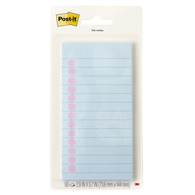 Post-it List Notes, 2.9 x 5.7, Lined, 50 Sheets/Pad (SPE-36-2)