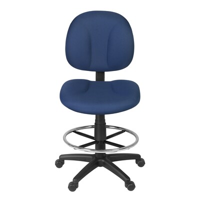 Regency Comfort Series Armless Fabric Drafting Chair with Footrest and Lumbar Support, Navy Blue (105-DK-NV)