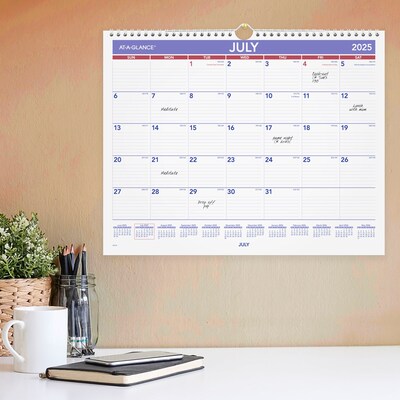 2025-2026 AT-A-GLANCE 15" x 12" Academic Monthly Wall Calendar, Purple/Red (AY8-28-26)