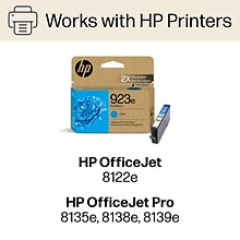 HP 923e EvoMore Cyan High Yield Ink Cartridge (4K0T4LN), print up to 800 pages