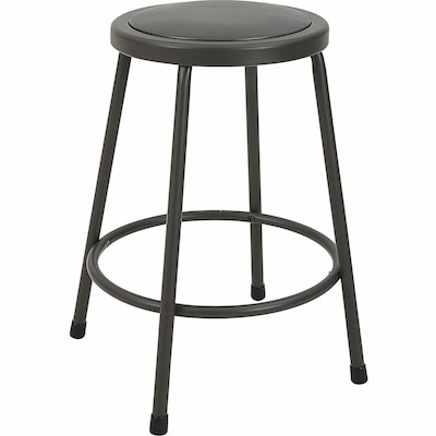 Lorell Industrial Metal/Vinyl 24 Shop Stool without Back, Light Gray (LLR83081)
