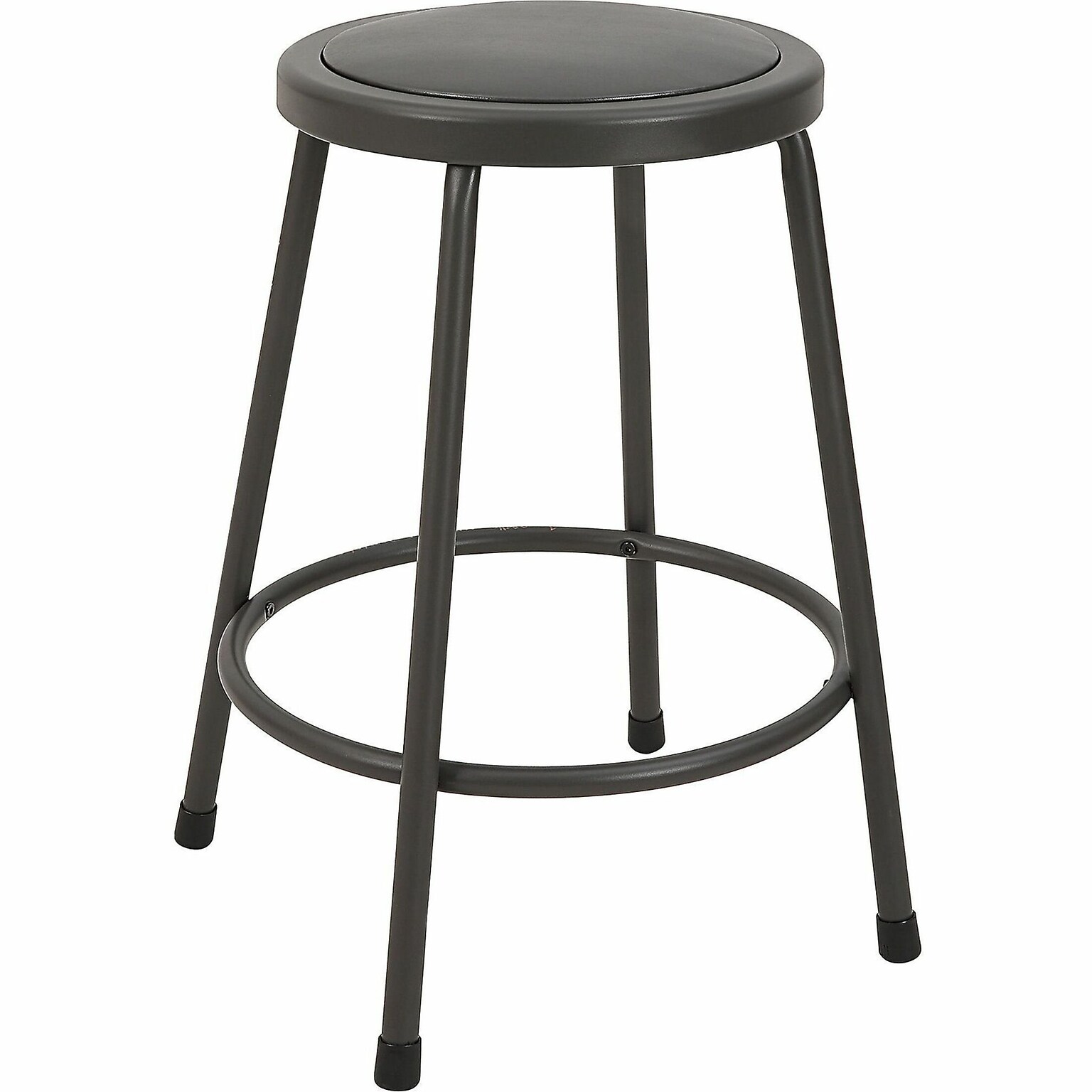 Lorell Industrial Metal/Vinyl 24 Shop Stool without Back, Light Gray (LLR83081)