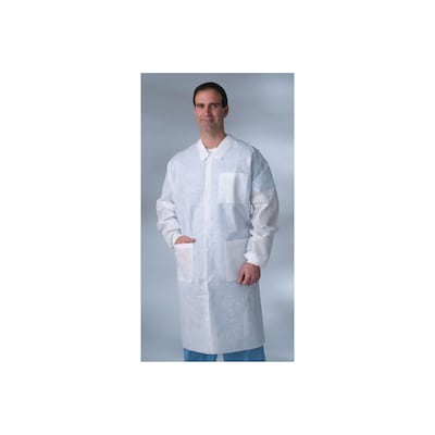 Medline Heavyweight Disposable Lab Coats; Large, White, 30/Carton (NONSW100L)