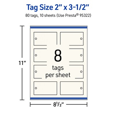 Avery 2" x 3-1/2"  Blank Price & Merchandise Tags, Ivory, 80/Carton (95322-MIT10)