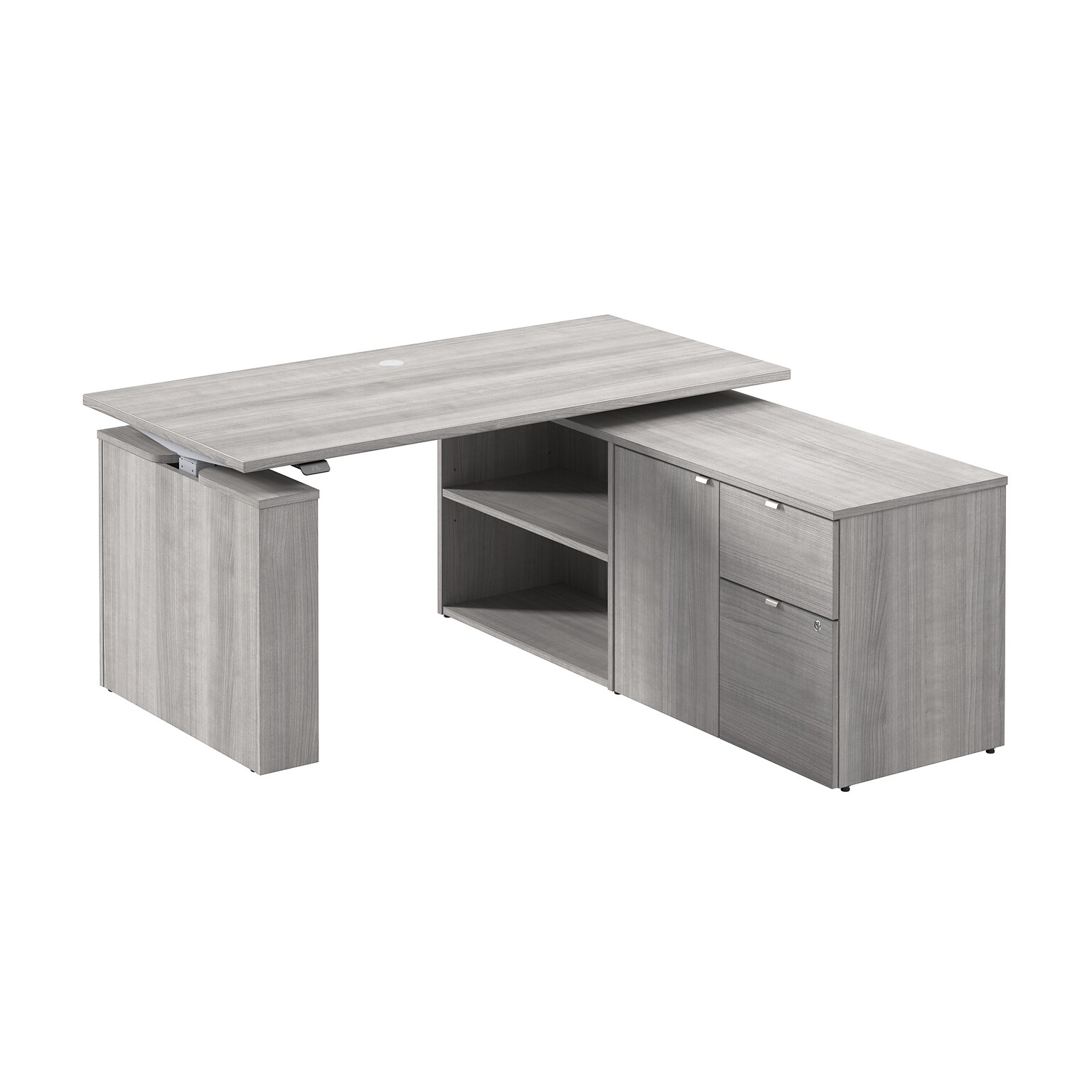 Bush Business Furniture Stratus 60W Electric Adjustable Standing Desk with Storage, Platinum Gray (SUT019PG)
