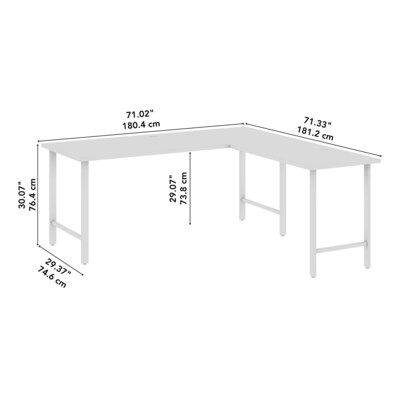 Bush Business Furniture Hustle 72"W L Shaped Computer Desk with Metal Legs, Natural Elm (HUS001NE)