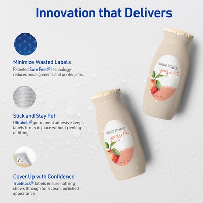 Avery Waterproof Oval Laser Multipurpose Labels, 1" x 2", White, 2400/Box (19479399183)