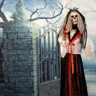 Haunted Hill Farm Life-Size Animatronic Skeleton Bride (HHBRIDE-1FLSA)