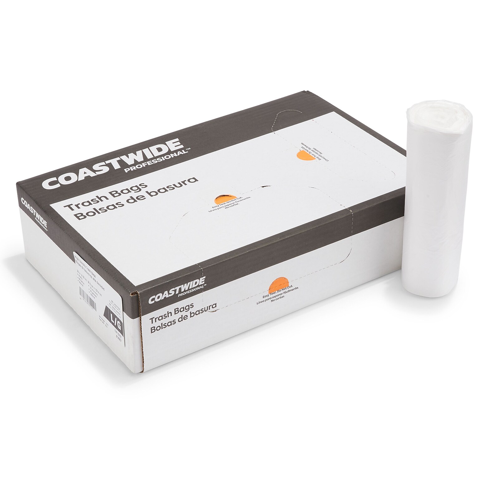 Coastwide Professional™ 55-60 Gallon Trash Bag, 38 x 60, High Density, 16 mic, Natural, 200 Bags/Box (CW18202)