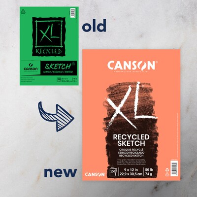 Canson XL Series 9" x 12" Sketch Pad, 100 Sheets/Pad, 3/Bundle (MCXC100510921-3)