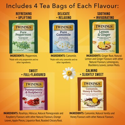 Twinings Assorted Herbal Tea Bags, 20/Box (F08666)