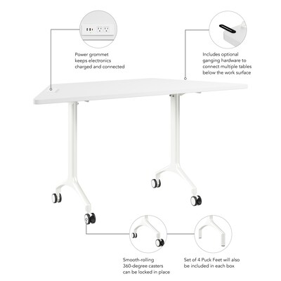 Bush Business Furniture Synergy 60"W Trapezoid Shaped Conference Table, White (SGD160WH)