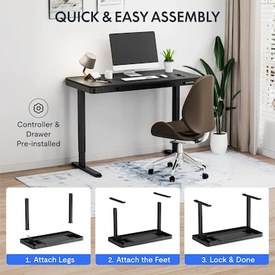 FlexiSpot EW2 48"W Electric Adjustable Standing Desk, Black (EW2B-E)