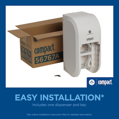 Georgia-Pacific Compact 2-Roll Vertical Coreless Toilet Paper Dispenser, White (56767A)