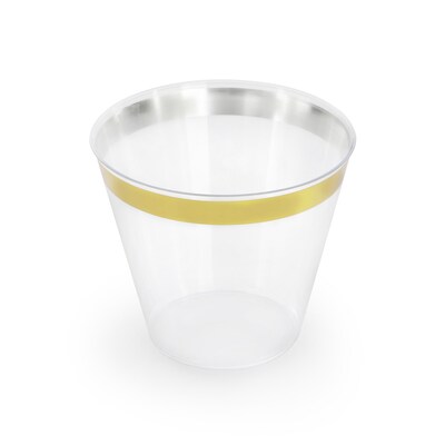 Round Elama Plastic Dinnerware Set, White/Gold, 350 Piece (935123348M)