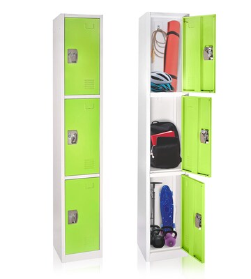 AdirOffice 72 3-Tier Green Storage Locker, 4/Pack (629-203-GRN-4PK)