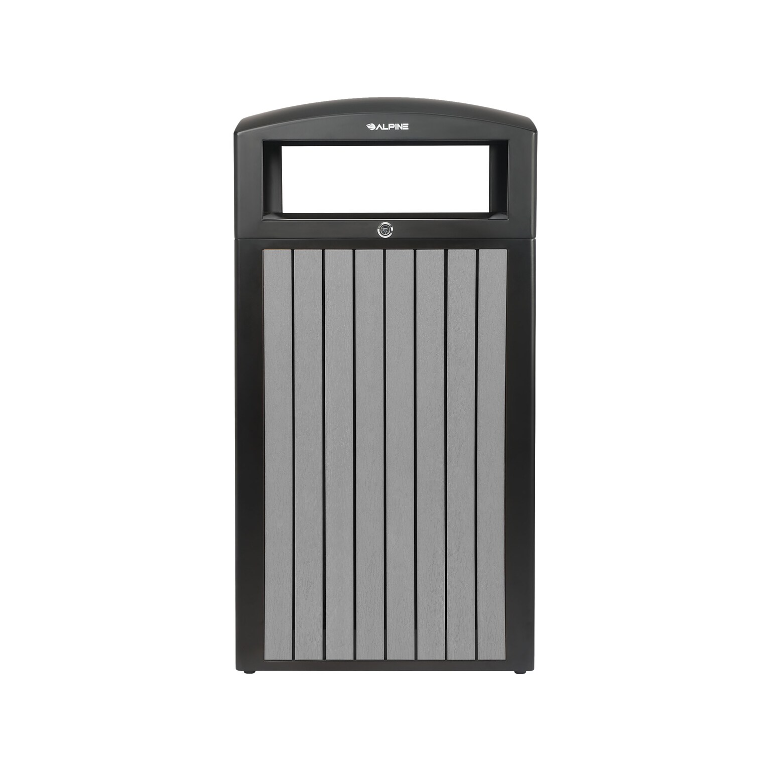 Alpine Industries Steel Outdoor Trash Can with Dome Lid, 40 Gallon, Gray (ALP471-40-WD-GRY)