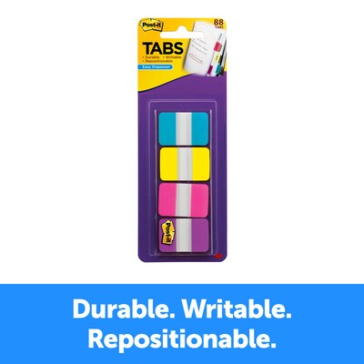 Post-it Tabs, 1 Wide, Solid, Assorted Colors, 88 Tabs/Pack (686-AYPV1IN)