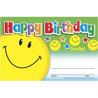 Trend Happy Birthday Smile Recognition Awards, 30 CT (T-81018)