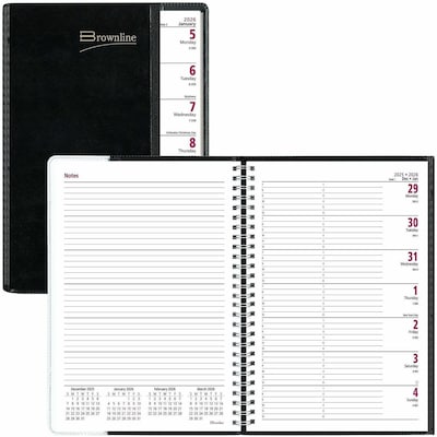 Brownline Pre-Vu Weekly Planner, Transparent Section, English, Black (CB920.BLK) (REDCB920BLK)
