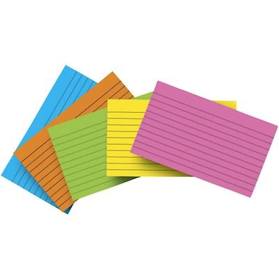 Top Notch Teacher Products Brite Assorted Lined Index Cards, 4 x 6, Pack of 75 (TOP363Q)