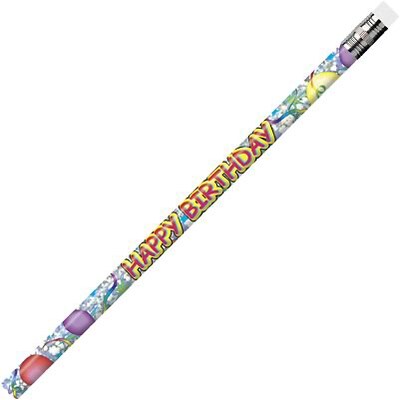 J.R. Moon Happy Birthday Glitz Motivational Pencil, Pack of 12 (JRM7940B)