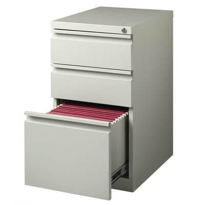 Hirsh 20" Mobile Pedestal File Cabinet, 3 Drawer Box-File, Letter Width, Light Gray (18576)