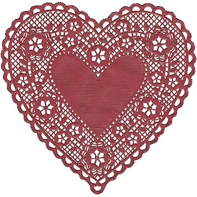 Hygloss Paper Lace Heart Doilies, Red, 100/Pack (HYG91064)