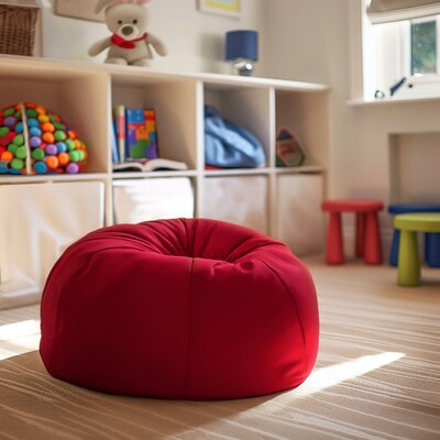 Flash Furniture Cotton Twill Bean Bag Chair, Red (DGBEANSMSLDRD)