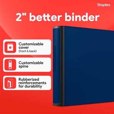 Staples 2 3-Ring Better Binder, D-Ring, Blue (ST55872-CC)