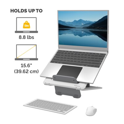 Fellowes Breyta Collection 9.25" x 10.55" Adjustable Plastic Laptop Stands, White (100098501)