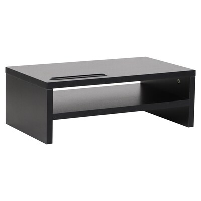 Mind Reader Monitor Stand with Phone Slot and Storage Shelf, Desktop Riser, Up to 88 lbs., Black (MDFSLOT-BLK)