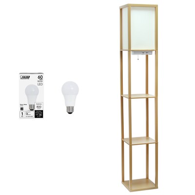 Creekwood Home Classix 62.5" Floor Lamp with Rectangular Shade, Tan (CWF-3009-TN-LB)